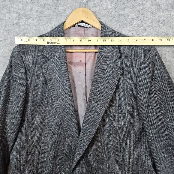 Towncraft Men's Blazer Dark Gray Windowpane Size 43L Herringbone LINER FADING - Picture 11 of 16